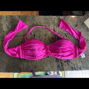 Vitamin A bandeau swim top small S 6 hot pink fuchsia magenta